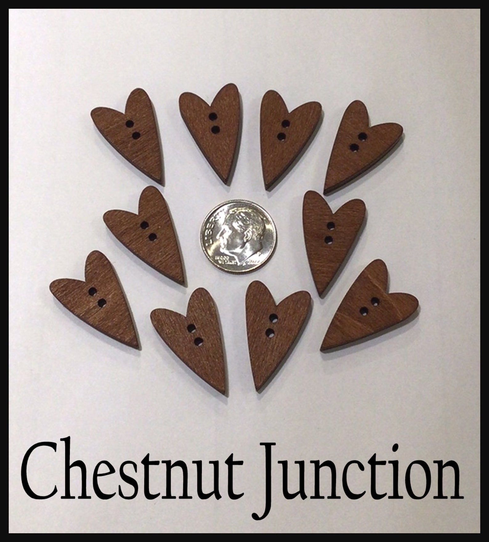 Folk Button FOLK HEART Buttons...package of 10...1