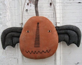 Jack Bat EPATTERN...primitive country halloween pumpkin cloth doll craft ornament digital download sewing pattern...PDF...1.99