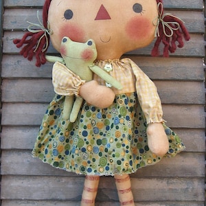 Froggie Ann EPATTERN... Primitive Country Raggedy Cloth Doll Craft ...