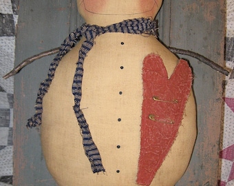 Sherman Snowman EPATTERN-primitive christmas winter holiday cloth doll craft digital download sewing pattern-PDF-1.99