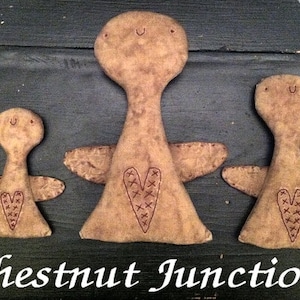 Angel Sisters EPATTERN-primitive country valentine cloth doll craft ornie digital download sewing pattern-PDF - 1.99