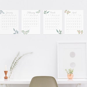 Calendario mensual imprimible 2024 con diseño mínimo de acuarela
