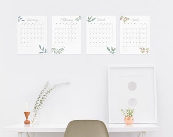 2024 Monthly Printable Calendar with Minimal Watercolour Design