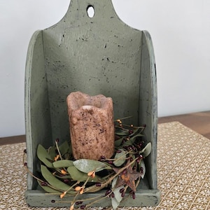 Primitive vintage style candle box shelf, Primitive wall decor, Rustic candle box