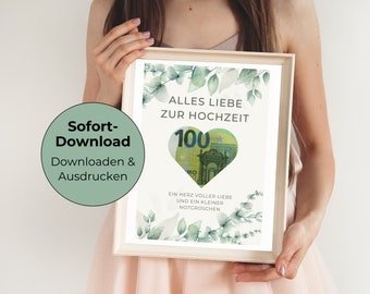 Cadeau d'argent de mariage | Cadeau de mariage | Carte de mariage | Imprimer | Téléchargement numérique