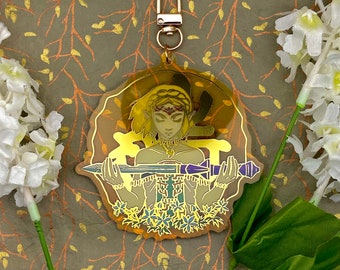 Zelda TotK Sage Keychains | Video Game Acrylic Charm | Gold Foil Hot Stamp
