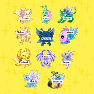 Faerie Neopets Acrylic Pin – 2.5″ Holographic Virtual Pet Pin | Y2K Nostalgia | Acara, Aisha, Eyrie, Gelert + More
