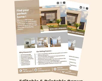 Editable Real Estate Flyer Template, Canva Realtor Marketing (Digital Download)