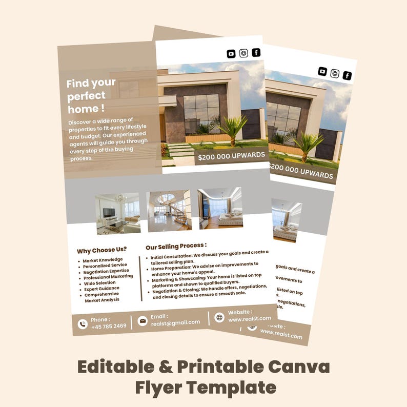 Editable Real Estate Flyer Template, Canva Realtor Marketing (digital ...