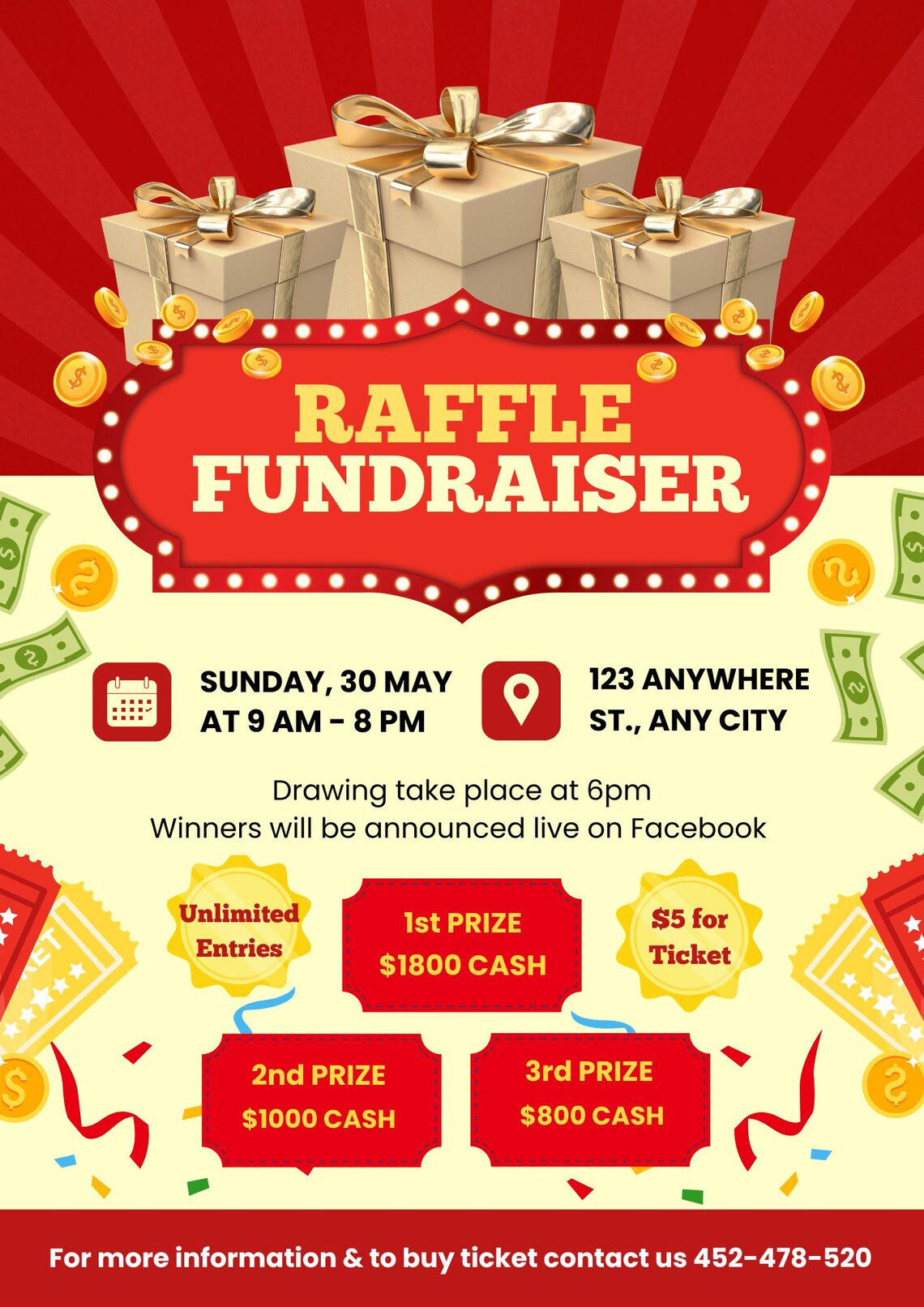 Editable Raffle Fundraiser Flyer Template (canva PDF) - Etsy