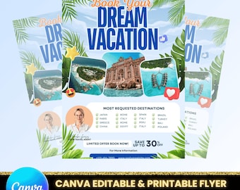 Dream Vacation Flyer | Custom Travel Agent Template (Digital Download)