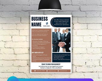 Editable Business Canva Flyer Template | Professional Corporate Design | Marketing & Strategy Printable | Instant Download