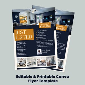 Customizable Real Estate Just Listed Flyer | Modern Property Listing Template | Editable House for Sale Flyer | Real Estate Marketing Design