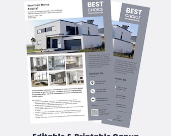 Editable Real Estate Flyer Template | Modern Listing, Open House (Canva)