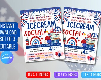 Ice Cream Social Flyer: 4th of July, Memorial Day (Digital Invite)