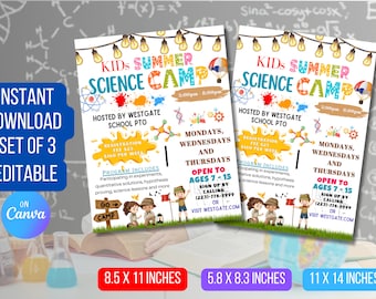Summer Science Camp Flyer: Kids Camp Invitation (Digital Download)
