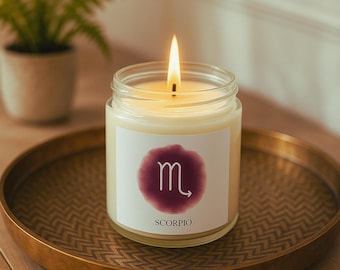 Scorpio Star Sign Scented Candle | Gift for Astrology lovers | Self-Care | Ambiance, Home Scent | Unique & Personal | Eco-friendly wax