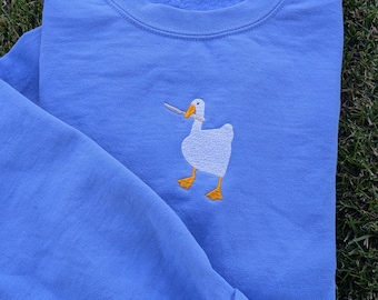 Goose With Knife Sweatshirt | Peace Was Never An Option Crewneck | Funny Chaotic Gamer Merch | Silly Goose Meme Sweater