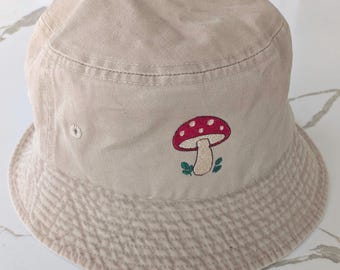 Embroidered Mushroom Bucket Hat | Cottagecore Toadstool Sun Hat | Fairycore Festival Cap | Cute Gardening Apparel | Woodland Nature Gift