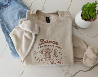Inspired by Stardew Valley Embroidered Moonlight Jellies Sweatshirt | Video Game Fan Art Sweater | Pixel Video Game Gift