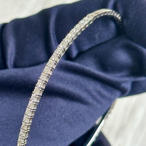 1 ct lab grown diamond 14k white gold Half way flexi bangle, anniversary gift for wife bangle, daily wear Stackable bangle for lovesongjewel