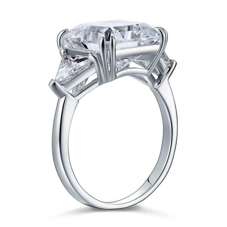 Triangle Cut Rings Princess & Triangle Cut CZ Sterling Silver Ring: Three Stone Engagement ...