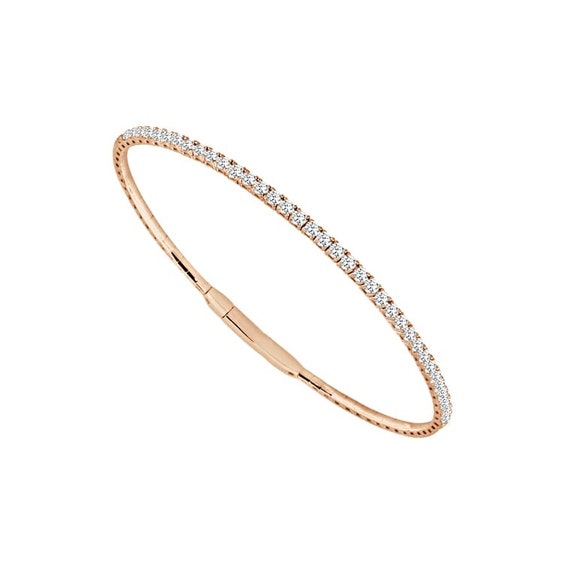 LADIES HALF FLEXIBLE BANGLE 1.00CT ROUND DIAMOND 14K WHITE GOLD LADIES HALF FLEXIBLE BANGLE 1.00CT ROUND DIAMOND 14K WHITE GOLD