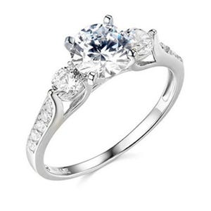 Round Cut Moissanite Diamond Three Stone Ring, Engagement Ring, Past-Present-Future Ring, Wedding Ring, Birthday Gift For Lovesongjewels