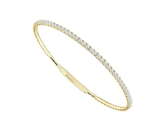 Brazalete flexible de diamantes cultivados en laboratorio en oro de 14 k