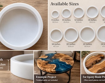 Round Silicone Mold for Epoxy Resin Tables, 1.5 Inch Deep Circle Resin Casting Mold, DIY Wood and Resin Art Supplies
