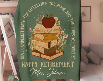 Teacher Retirement Blanket, Retired Teacher Gift Teacher Appreciation, Happy Retirement, Gift for Coworker, Retirement Gift for Teacher