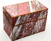 Wood Recipe Box Barn Wood Red and White Kitchen Storage Fits 4x6 Recipe Cards