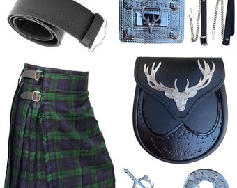 Scottish Kilt Set Traditional Vintage 7 PCS Kilts For Men Outfit in 40+ Tartans