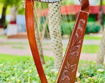 19 Strings Lyre Harp Solid Rosewood Celtic Irish Harp With Bag, Tuning Key & Strings Set | 33" Long