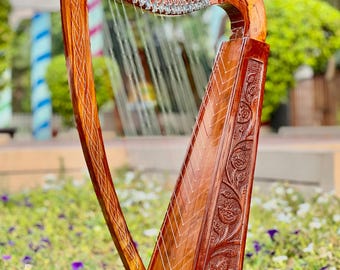 Lyre Harp 22 Strings Solid Rosewood Celtic Irish Harp With Bag, Key & Strings Set 38" Long