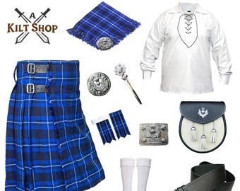 10 PCS Scottish Kilt Outfit Highland Traditional Vintage Wedding Kilt Set Men's Kilt Deal Available in 40+ Tartans