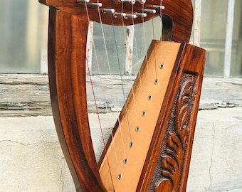 9 Strings Harp Celtic Rosewood Irish Lyre Harp With Bag, Key & Strings 15" Long