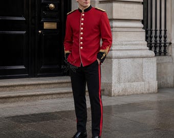 Rood Zulu-oorlogsjack 1879 - tuniek Britse legerofficier met gestreepte broekoutfit