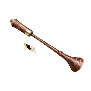 Natürliche Palisander RAUSCHPFEIFE Musikalische kleine Holzflöte Chanter Mittelalterliches deutsches Schalmei-Instrument mit zwei Rohrblättern