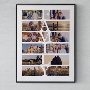 Art mural collage photo de famille - affiche numérique personnalisée, cadeau de famille imprimable, art personnalisé de souvenirs de famille