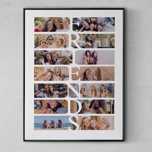 Friends Photo Collage Wall Art - Best Friend Picture Gift, Friendship Digital Download, Personalized Friend Group Poster for Girls