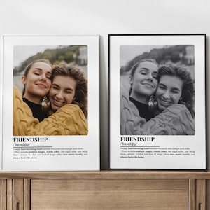 Friendship Definition Poster – Custom BFF Photo Print, Best Friend Gift, Cute Wall Art for Her, Editable Canva Template