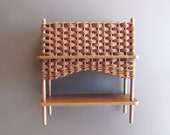 Vintage Artisan Dollhouse Miniature Dark Brown Wicker Planter One Inch Scale 1 12 Scale