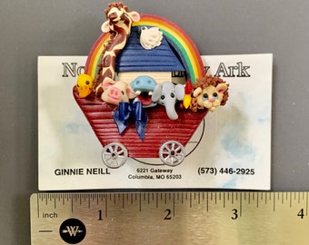 Whimsical Vintage Handmade Polymer Clay Noah's Ark by Artisan Ginny Neill of Noah's Country Ark