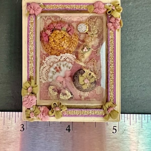 Charming Vintage Victorian 1:12 Scale Dollhouse Miniature Filled Shadowbox with Accessories Handmade by Otilia Originals