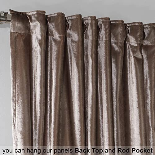 Rice Extra Long Shiny Velvet Curtains Luxury Colors Light Blocking Hang ...