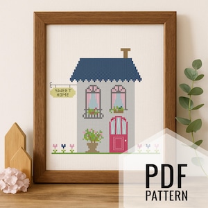 Sweet Home Cross Stitch Pattern Digital Download, Fairytale cottage Cross Stitch, Cozy Home Embroidery, Rustic decor, Cute house Pattern PDF