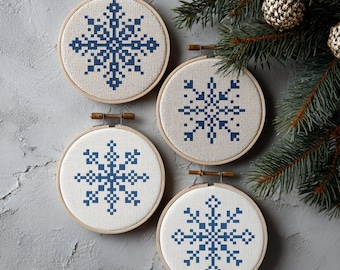 Snowflake Cross Stitch Pattern PDF, Winter Snowflake Embroidery (instant download)