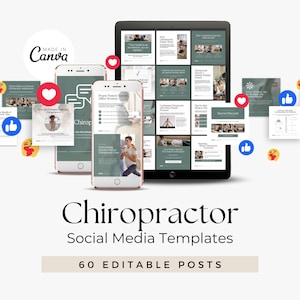 Chiropractor Instagram Templates | Wellness Clinic Social Media Posts | Chiropractic Clinic Editable Canva Templates | Health Content