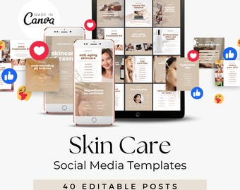 Skin Care Canva Template | Esthetician Instagram Posts | Skincare Content | Dermatologist Aesthetic Social Media Posts | Done For You Posts
